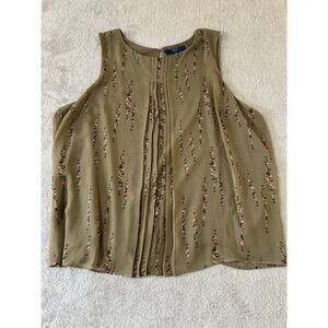 Apt. 9 Pleat Front Swing Tank Women's Size XXL Green